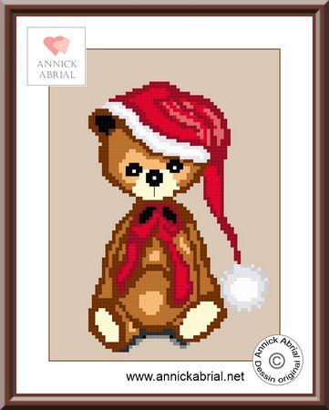 Modèle ours de Noël point de croix gratuit Annick Abrial